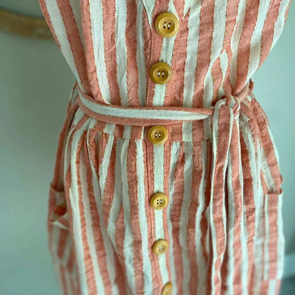 NWT LUSH Button front tank dress with a tie waist and pockets! 100% Cotton - Picture 6 of 12